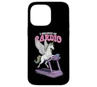 Tapis de Course Amusant avec Licorne I Believe in Cardio Training Coque pour iPhone 14 Pro Max
