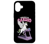 Tapis de Course Amusant avec Licorne I Believe in Cardio Training Coque pour iPhone 16 Plus