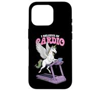 Tapis de Course Amusant avec Licorne I Believe in Cardio Training Coque pour iPhone 16 Pro