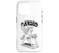Tapis de Course Amusant avec Licorne I Believe in Cardio Training Coque pour iPhone 16 Pro