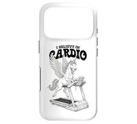 Tapis de Course Amusant avec Licorne I Believe in Cardio Training Coque pour iPhone 17 Pro