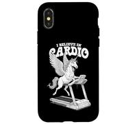 Tapis de Course Amusant avec Licorne I Believe in Cardio Training Coque pour iPhone X/XS