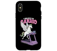 Tapis de Course Amusant avec Licorne I Believe in Cardio Training Coque pour iPhone X/XS