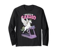 Tapis de Course Amusant avec Licorne I Believe in Cardio Training Manche Longue