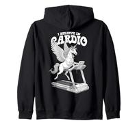 Tapis de Course Amusant avec Licorne I Believe in Cardio Training Sweat à Capuche