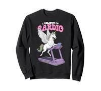 Tapis de Course Amusant avec Licorne I Believe in Cardio Training Sweatshirt