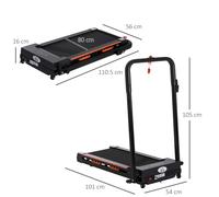 Tapis de course électrique HOMCOM LCD pliable vitesse 1-6 km/h cadre en acier solide compact 105x56x1085 cm noir