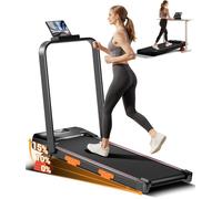 Tapis de course électrique LONTEK pliable et inclinable (15 %), 10 km/h, moteur 2,5 HP silencieux, supporte jusqu’à 136 kg