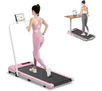 Tapis de Course Électrique Pliant 2 en 1,Walking Pad 1-8 km/h, 2.5HP -Tapis Roulant électrique Extra Large 40cm- Télécommande et Écran LCD-Cadre Renforcé 130KG Max-pour Bureau à Domicile (Rose)