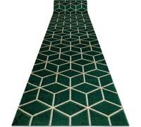 Tapis de course EMERALD exclusive 1014 glamour, élégant cube bouteille vert / or 80 cm vert 80x970 cm