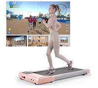 Tapis de Course et Marche - 1-8km/h - Moteur 2.4 HP - Télécommande - Connectivité APP - Ecran LED - Surface course 39x100cm - Rose