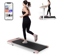 Tapis de Course et Marche - SupeRun - 1-6km/h - Moteur 1.5 HP - Connectivité APP - Ecran LED - Surface 39x90cm - Rose et gris