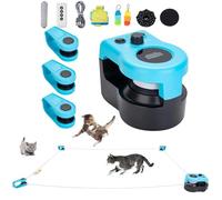 Tapis de course interactif pour chat avec auto/télécommande, vitesse réglable, jouets en plumes pour jeux d'intérieur et simulation de chasse