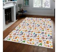 Tapis de Course Lavable de Style Minimaliste 40x100cm Fun Animal Éléphant Lion Girafe Motif Couloir Antidérapant Low Pilethin Area Tapis pour Chambre d’Enfant