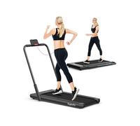 COSTWAY Tapis de Course Roulant Pliable Contrôle APP 1-12 KM-H Moteur 0,75CV Haut-parleur Bluetooth Roue de Transport Écran LED