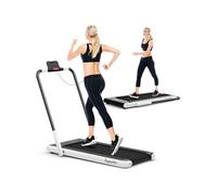 COSTWAY Tapis de Course Roulant Pliable Contrôle APP 1-12 KM-H Moteur 0,75CV Haut-parleur Bluetooth Roue Transport Écran LED Blanc