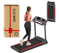 Tapis de course pliable, 3,0 CV, pliable, portable, pour la maison, petit tapis de course compact, capacité de 136 kg, avec 12 programmes prédéfinis, écran LED, tapis de course pour