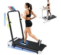 Tapis de Course Pliable avec Ecran LED et Télécommande, Accoudoirs Réglables, Moteur 2.5HP pour Fitness à Domicile - Blanc