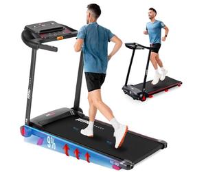 Tapis de Course Pliable FITFIU Fitness Inclinaison 9% et Vitesse Réglable 14 km/h Connectivité APP et Haut-parleurs Intégrés 12 Programmes et Moteur 2.0 HP avec Support pour Tablette MC-90