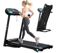 ISE Tapis de course SY-T2708 pliable 14km/h avec Inclinaison manuelle 3-5°, MP3 ,USB, écran LCD et Roues de Transport argent