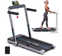 Tapis de Course Pliable THUNDER® RACE-SILVER | Vitesse réglable 1-14km/h | APP | Poids max. 130kg | Écran LCD | Rouge et Noir