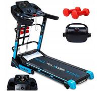 Tapis de Course Pliable THUNDER REACT-DS-BLACK | Vitesse réglable 0.8-18km/h | avec Capteur d'impulsion | Écran LCD | USB/AUX | Noir