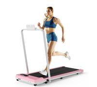 Tapis de course pliant 2-en-1 - Jusqu'à 120KG - Tapis de marche 1-8 km/h - Moteur sans balais 2,5PS - Avec accoudoir et affichage LED - Rose