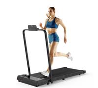 Tapis de course pliant 2-en-1 - Jusqu'à 120KG - Tapis de marche 1-8 km/h - Moteur sans balais 2,5PS - Avec accoudoir et affichage LED - Noir