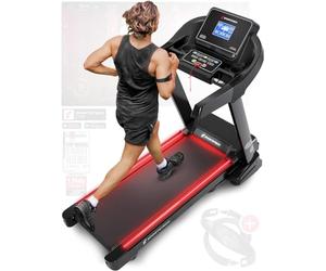 Tapis de course Sportstech Ultra Slim avec système de pliage facile, 16 km/h, application pour smartphone avec port de charge USB, support de tablette, vélo d'appartement pliable FX300, compatible ave
