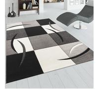 Paco Home Tapis De Créateur Aux Contours Découpés à Carreaux en Blanc Noir, Dimension:120x170 cm