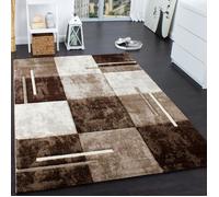 Paco Home Tapis De Créateur Moucheté Aux Contours Découpés à Carreaux Marron Beige Crème, Dimension:120x170 cm