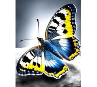 Tapis De Crochet À Point Noué Animal Papillon Bleukit De Broderie À Nouer Soi-Même Fait À La Main，Kits De Tapisserie Diy Pour Coussins Adultes，Grand Tapis À Crochet De Loquet，Motif Pré- 23x35in