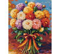 Tapis De Crochet À Point Noué Bouquet Colorékit De Broderie À Nouer Soi-Même Fait À La Main，Kits De Tapisserie Diy Pour Coussins Adultes，Grand Tapis À Crochet De Loquet，Motif Pré-Imprim 31x63in