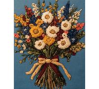 Tapis De Crochet À Point Noué Bouquet Colorékit De Broderie À Nouer Soi-Même Fait À La Main，Kits De Tapisserie Diy Pour Coussins Adultes，Grand Tapis À Crochet De Loquet，Motif Pré-Imprim 31x63in