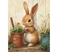 Tapis De Crochet À Point Noué Lapin De Dessin Animékit De Broderie À Nouer Soi-Même Fait À La Main，Kits De Tapisserie Diy Pour Coussins Adultes，Grand Tapis À Crochet De Loquet，Motif Pré 23x35in