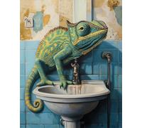 Tapis De Crochet À Point Noué Lézard Fantastiquekit De Broderie À Nouer Soi-Même Fait À La Main，Kits De Tapisserie Diy Pour Coussins Adultes，Grand Tapis À Crochet De Loquet，Motif Pré-Im 35x46in