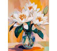 Tapis De Crochet À Point Noué Lotus Dans Un Vasekit De Broderie À Nouer Soi-Même Fait À La Main，Kits De Tapisserie Diy Pour Coussins Adultes，Grand Tapis À Crochet De Loquet，Motif Pré-Im 21x29in