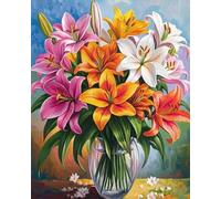 Tapis De Crochet À Point Noué Lys Coloréskit De Broderie À Nouer Soi-Même Fait À La Main，Kits De Tapisserie Diy Pour Coussins Adultes，Grand Tapis À Crochet De Loquet，Motif Pré-Imprimé， 21x29in