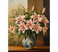 Tapis De Crochet À Point Noué Lys Dans Un Vasekit De Broderie À Nouer Soi-Même Fait À La Main，Kits De Tapisserie Diy Pour Coussins Adultes，Grand Tapis À Crochet De Loquet，Motif Pré-Impr 31x45in