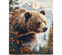 Tapis De Crochet À Point Noué Ours Des Forêtskit De Broderie À Nouer Soi-Même Fait À La Main，Kits De Tapisserie Diy Pour Coussins Adultes，Grand Tapis À Crochet De Loquet，Motif Pré-Impri 31x45in