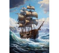 Tapis De Crochet À Point Noué Peint Mer Voilier Bateau Bricolage Loquet Crochet Kits Bricolage Tapisserie Tapis Fabrication De Tapis Pour Enfants Adultes Débutants Décoration D’Intérieur 23x35in