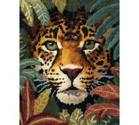 Tapis De Crochet À Point Noué Portrait Animalier Du Léopard Kits De Tapis À Crochet À Loquet À Faire Soi-Même Pour Adultes,Grand Kit De Fabrication De Tapisserie Pour Débutants,Ensemble 23x35in