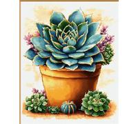 Tapis De Crochet À Point Noué Pot De Cactus Colorékit De Broderie À Nouer Soi-Même Fait À La Main，Kits De Tapisserie Diy Pour Coussins Adultes，Grand Tapis À Crochet De Loquet，Motif Pré- 31x45in