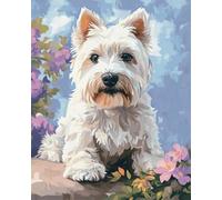 Tapis De Crochet À Point Noué Terrier Blanc Des Highlands De L'Ouest Kit De Crochet De Loquet Diy Pour Adultes Débutants,Ensemble De Point De Croix,Fabrication De Tapis,Coussin,Broderi 23x35in