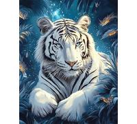 Tapis De Crochet À Point Noué Tigre Blanc Fantastiquekits De Fabrication De Tapis,Crochet À Loquet À Faire Soi-Même Pour Débutants,Adultes,Kit De Décoration Pour La Maison,Housse De Co 23x35in