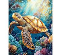 Tapis De Crochet À Point Noué Tortue Fantastiquekit De Broderie À Nouer Soi-Même Fait À La Main，Kits De Tapisserie Diy Pour Coussins Adultes，Grand Tapis À Crochet De Loquet，Motif Pré-Im 23x35in