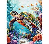 Tapis De Crochet À Point Noué Tortue Sous-Marinekit De Broderie À Nouer Soi-Même Fait À La Main，Kits De Tapisserie Diy Pour Coussins Adultes，Grand Tapis À Crochet De Loquet，Motif Pré-Im 21x29in