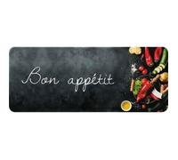 ID Mat Decor de Cuisine "Bon Appétit Decor de Cuisine, Fibres Synthétiques, Noir, 50 x 120 x 0,4 cm DCUIS50120BONAPPET