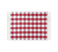 Tapis de Cuisine à Carreaux 50 x 75 cm Rouge pour la Cuisine, Le Couloir, Le Salon - Tapis de Cuisine Lavable en Machine - Tapis en 100% Coton avec Franges ludiques