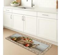 Tapis de cuisine à fourchette pour sol, rustique, ferme, pommes, feuilles vertes sans rouge, lavable, tapis de cuisine confortable pour évier, buanderie, salle de bain, couloir 50,8 x 78,7 cm